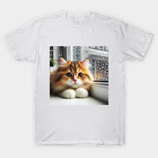 Cute orange cat on rainy day T-Shirt